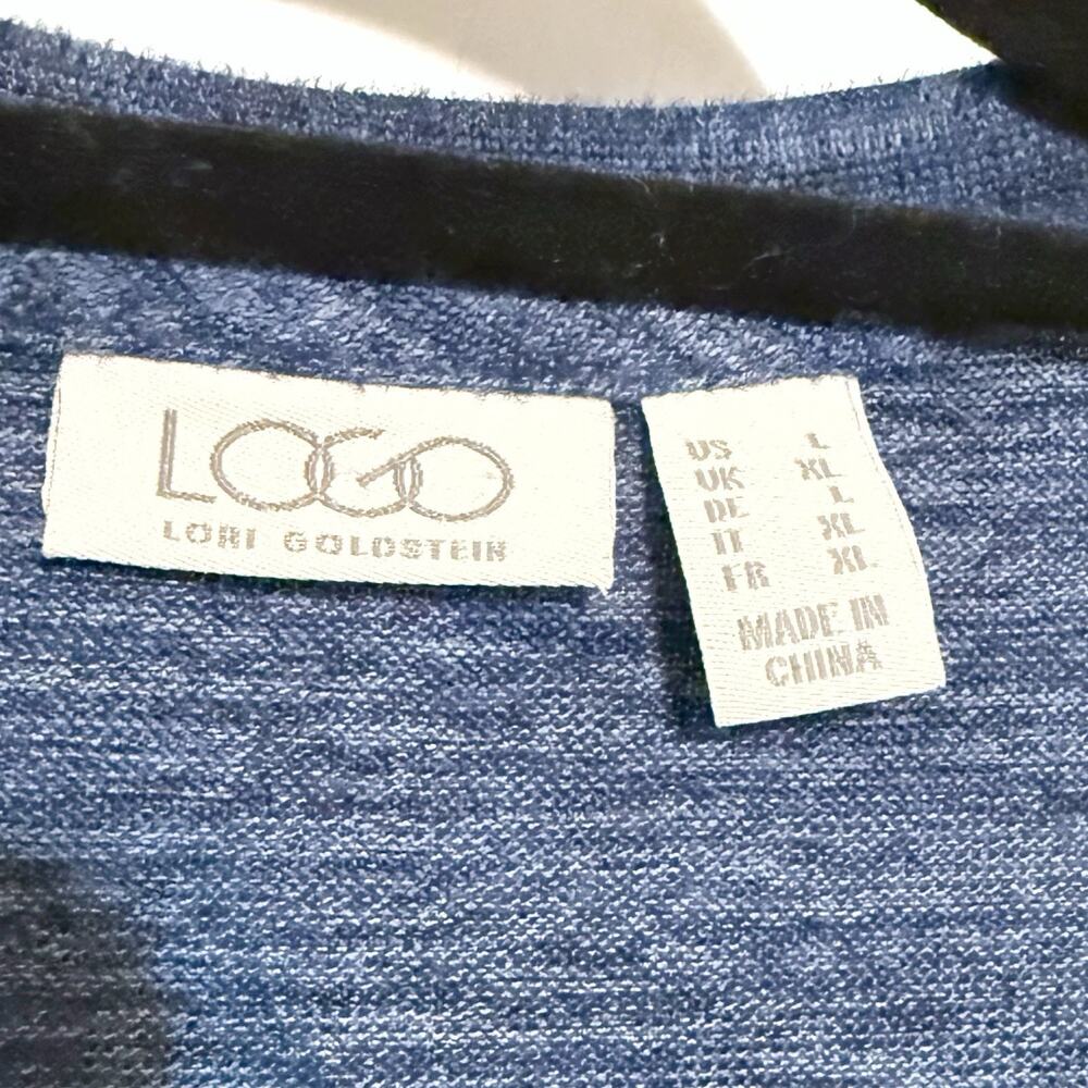 LOGO BY LORI GOLDSTEIN Blue Soft Knit Top & Rayon Skirt Tunic Dress Size Large - Picture 2 of 4